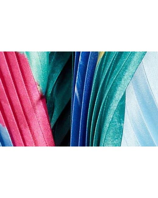 Echo Blue Painterly Composition Pleated Diamond Scarf