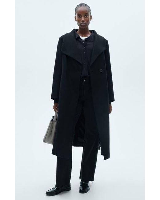 Mango Black Wool Blend Coat