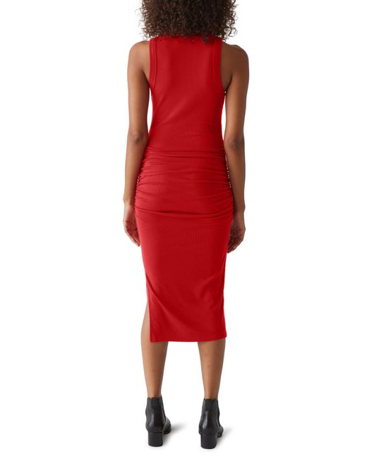 Michael Stars Red Wren Side Slit Sleeveless Body-con Midi Dress