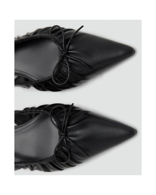 Mango Black Slingback Pointed Toe Kitte Heel Pump