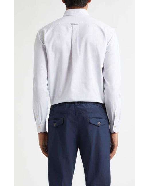 Eleventy White Stripe Button Down Shirt for men