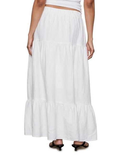 Sanctuary White The Prairie Tiered Linen Maxi Skirt