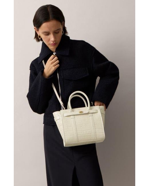 Mulberry Mini Zipped Bayswater Croc Embossed Leather Satchel Mulberry Mini Zipped Bayswater Croc Embossed Leather Satchel