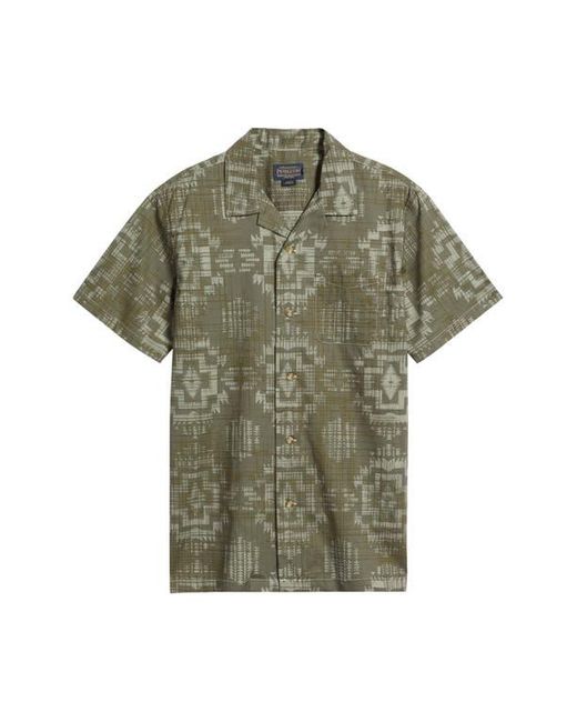 Pendleton Green Geo Pattern Cotton Camp Shirt for men