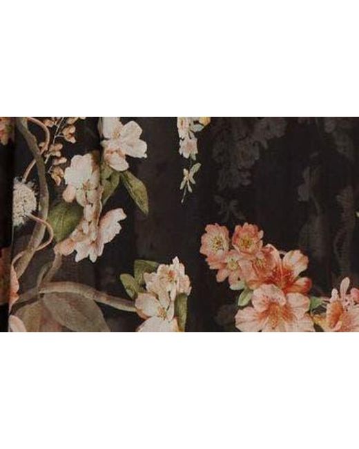 Zimmermann Black Natura Floral Print Long Sleeve Tiered Minidress