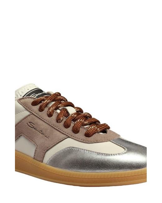 Santoni Natural Leather And Suede Dbs Oly Sneaker