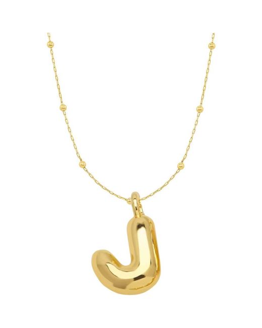 Emma Rae Metallic 14K Plated Bubble Initial Pendant Necklace