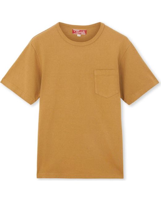 Fortela Brown Tubejp Cotton Chest Pocket T-Shirt for men