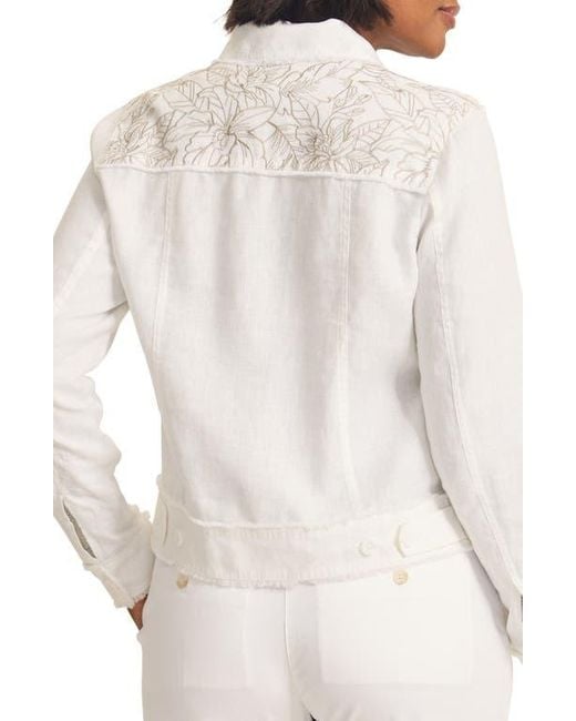 Tommy Bahama White Flora Fresco Bead Detail Linen Jacket