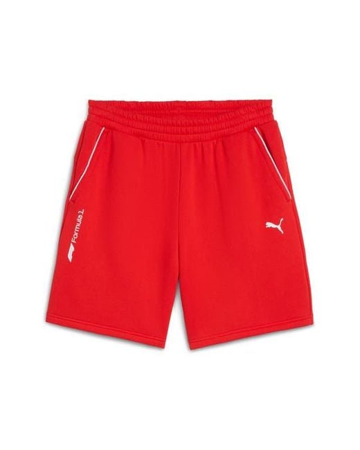 PUMA Red Formula 1 Essential Logo Fleece Sweat Shorts for men