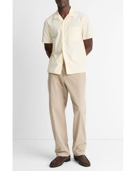 Vince Natural Union Textured Stripe Cotton Camp Shirt for men