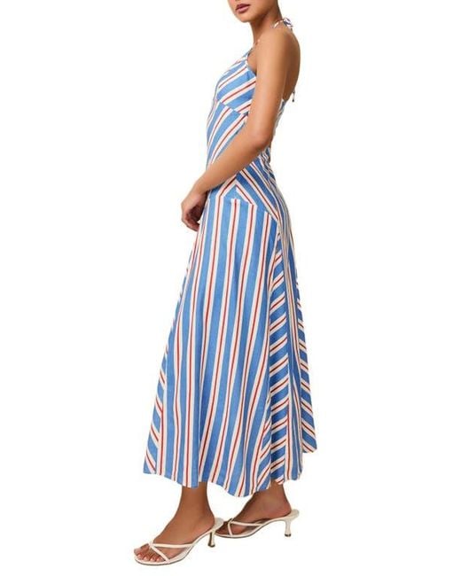 Solid & Striped The Alessio Stripe Linen Blend Halter Dress in Blue | Lyst