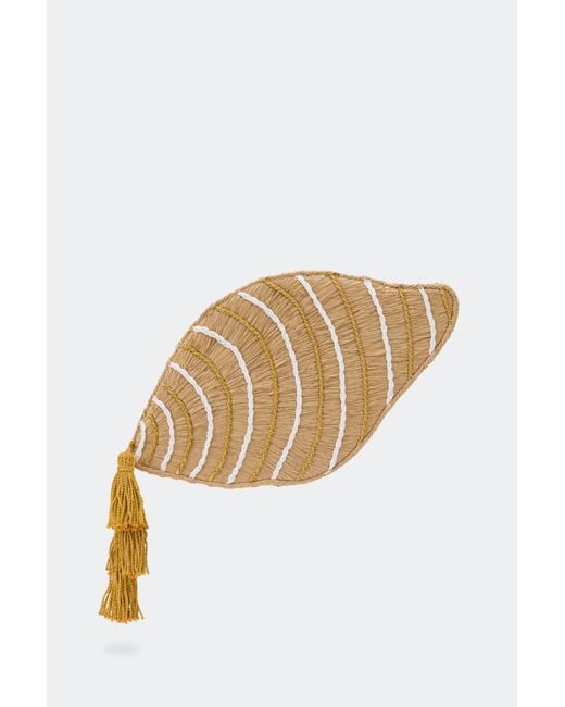 Simon Miller White Tulip Shell Raffia Clutch