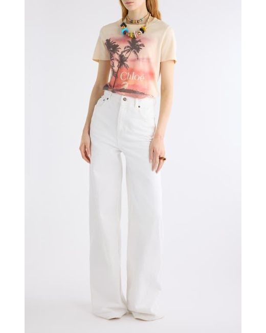 Chloé White Sunset Cotton Jersey Graphic T-Shirt