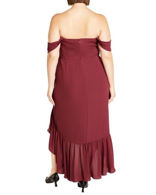 City Chic Red Rosabella Off The Shoulder Maxi Dress