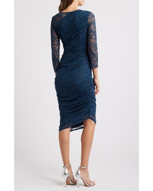 Vince Camuto Long Sleeve Lace Body-Con Dress in Blue | Lyst