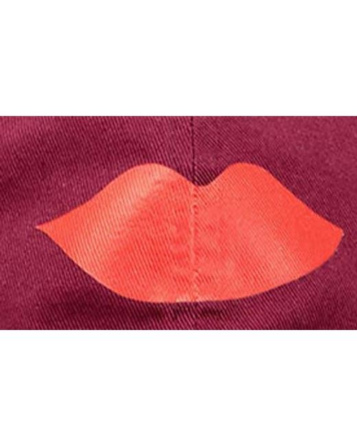 Clare V. Red Lips Graphic Baseball Cap