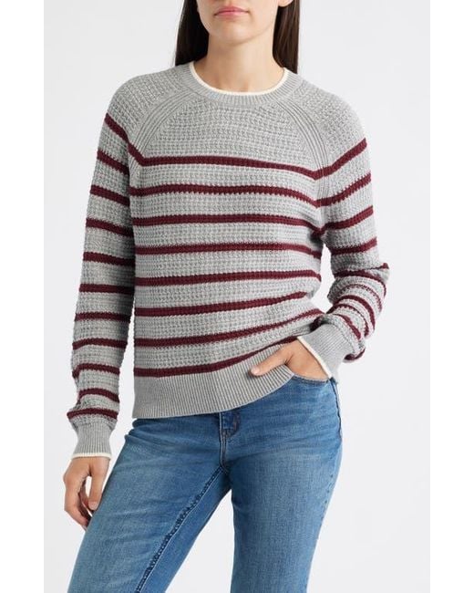 525 Gray Brooks Stripe Cotton Pullover Sweater