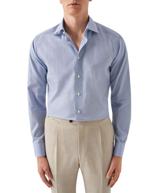 Eton of Sweden Blue Contemporary Fit Microprint Dress Shirt for men