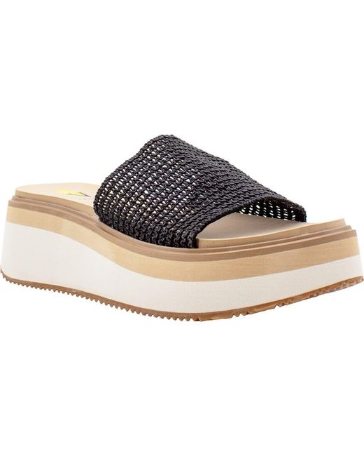 Volatile Black Portobello Platform Wedge Sandal