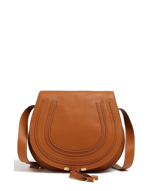 Chloé Medium Marcie Leather Saddle Bag in Tan (Brown) - Lyst