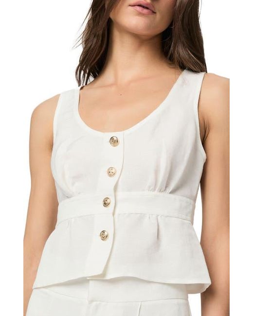 PAIGE White Caine Linen Blend Button-Up Tank