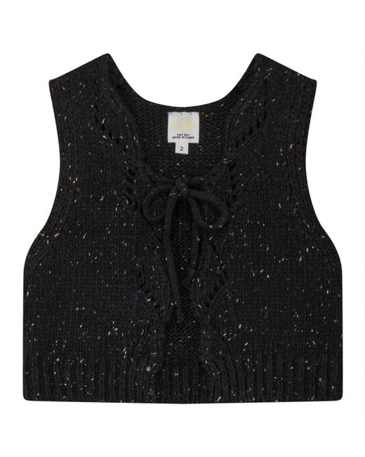 CLO Black Knit Vest With Turbular Knit String