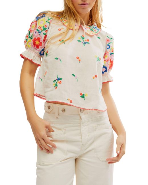 Free People Gray Flowers Of Love Back Button-up Shirt