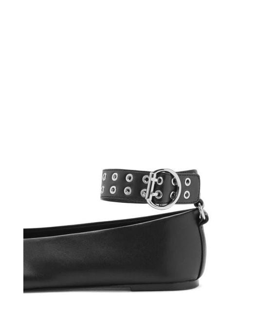 Mango Black Ankle Strap Ballet Flat