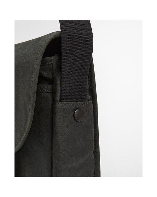 Barbour Black Field Riever Wax Cotton Crossbody Bag for men
