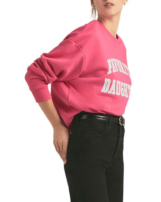 FAVORITE DAUGHTER Pink Collegiate Cotton Blend Sweatshirt