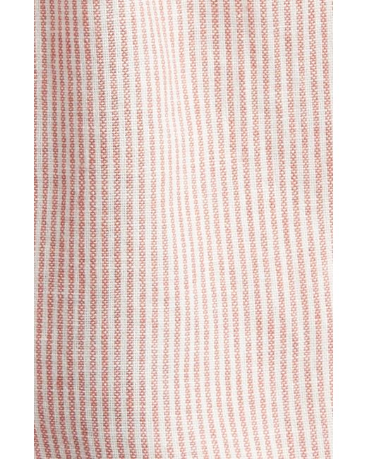 Caslon Pink Caslon(r) Stripe Long Sleeve Linen Blend Romper