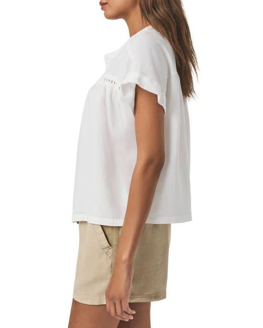 Splendid White Catalina Short Sleeve Linen Blend Button-Up Shirt