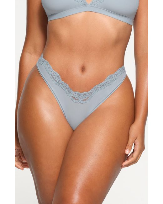 Skims Blue Fits Everybody Lace Dipped Thong