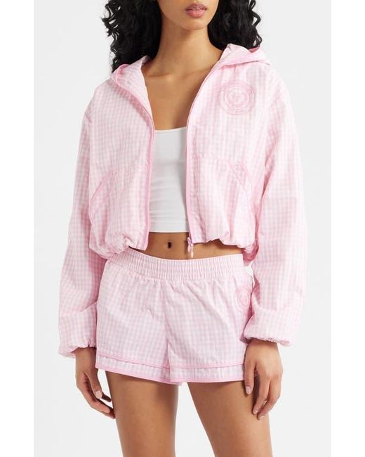LoveShackFancy Pink Kariana Front Zip Hooded Jacket