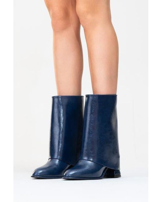 Prologue Shoes Blue Ellas Chunky Heel Boot