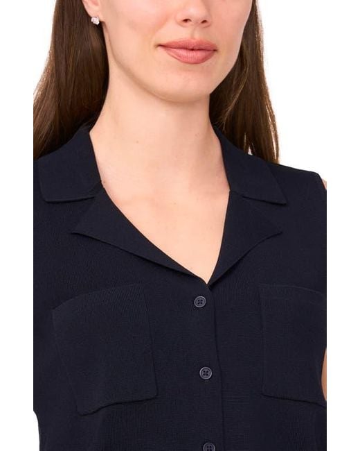 Halogen® Blue Lapel Collar Sweater Vest