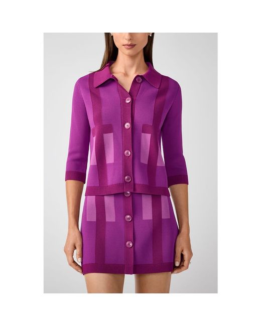 Trina Turk Purple Gaia Colorblock Collared Cardigan