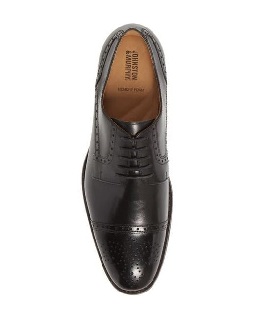 Johnston & Murphy Black Lewis Cap Toe Derby for men