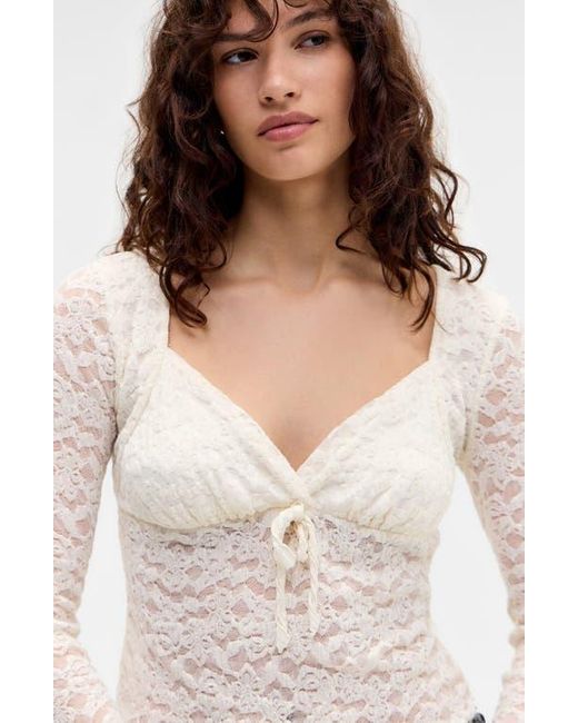 BDG White Olivia Lace Long Sleeve Top