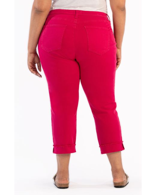 Kut From The Kloth Pink Amy Frayed Crop Slim Straight Leg Jeans