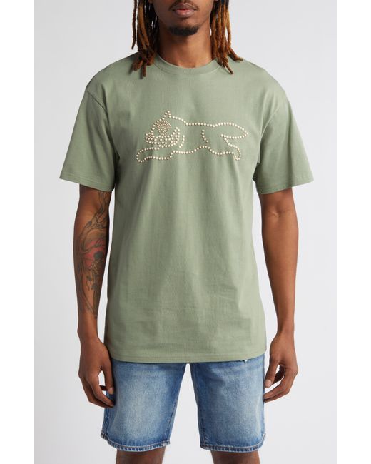 ICECREAM Green Pearl Beads Cotton Graphic T-shirt for men