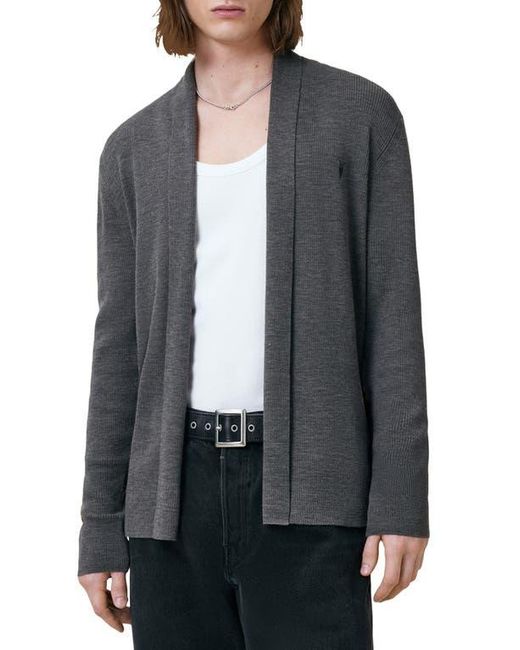 AllSaints Gray Mode Merino Wool Shawl Collar Cardigan for men