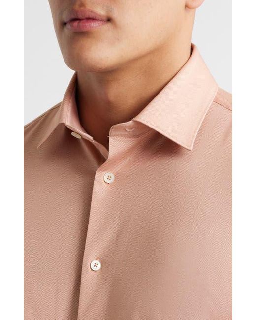 Bugatchi Multicolor Jimmy Ooohcotton Herringbone Button-Up Shirt for men