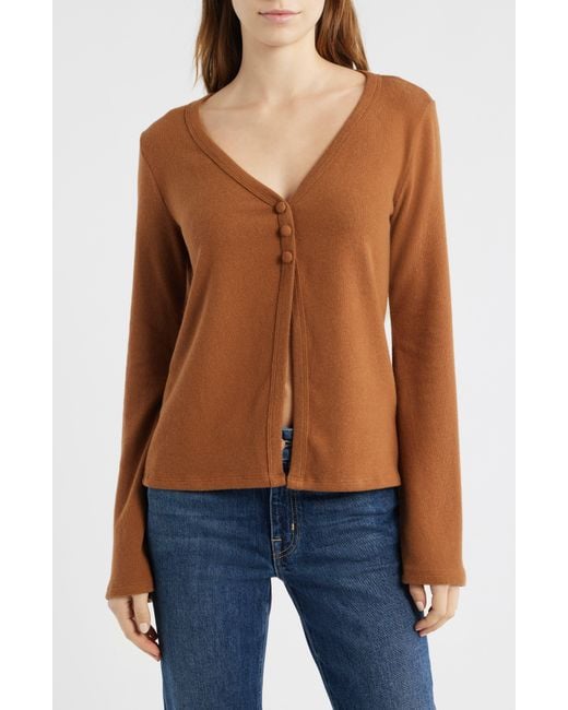 Reformation Brown Millie Split Front Cardigan