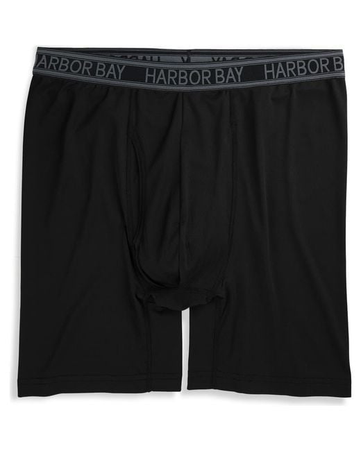 Harbor Bay by DXL Black Performance Solid Boxer Brief for men