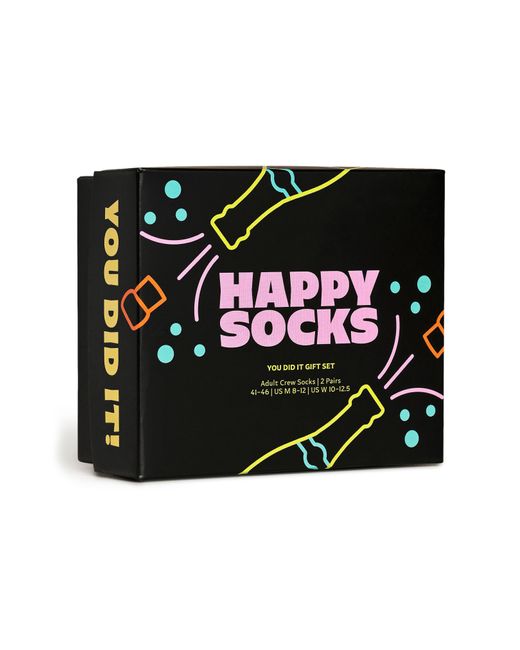 Happy Socks Black You Did It Assorted 2-pack Crew Socks for men