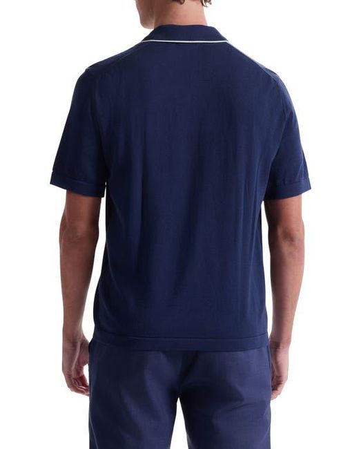 Bugatchi Blue Tipped Cotton & Silk Pocket Polo Sweater for men
