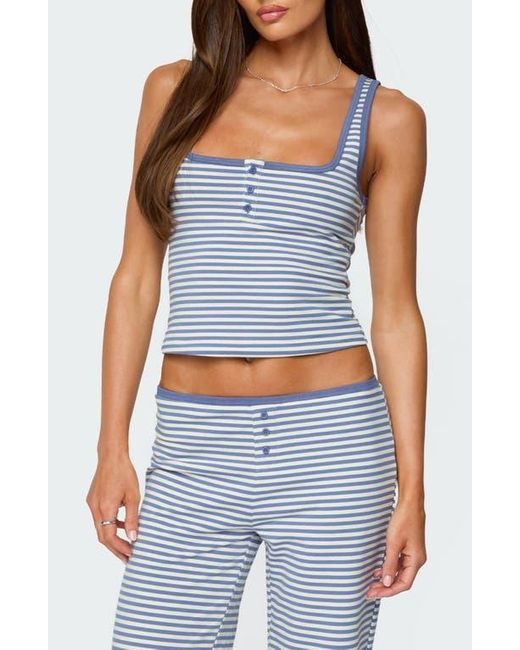 Edikted Blue Monti Stripe Henley Camisole