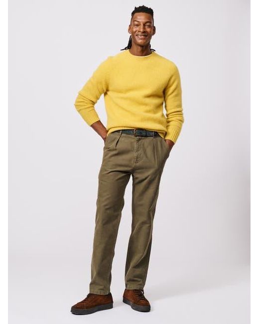 aubi Yellow Prestwick Shetland Crew Neck Sweater for men